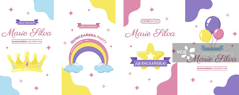 扁平风十五岁成人礼Instagram快拍合集图片素材