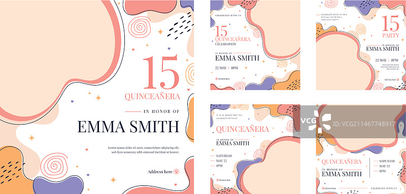 手绘成人礼Instagram帖子合集图片素材