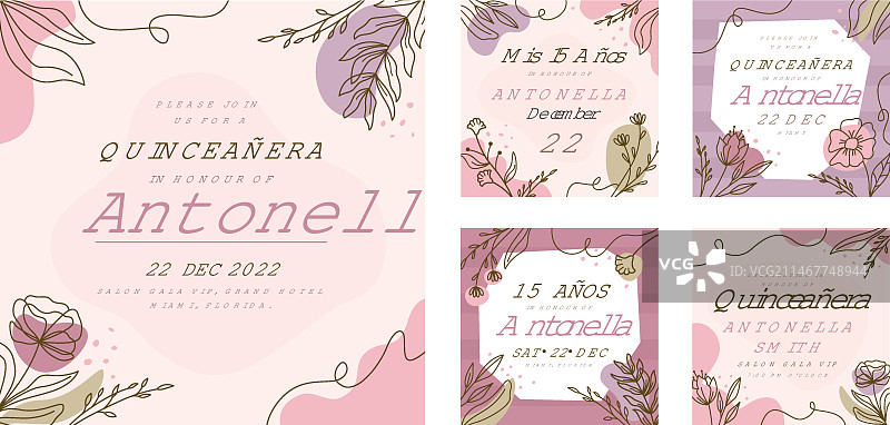 手绘成人礼Instagram帖子合集图片素材