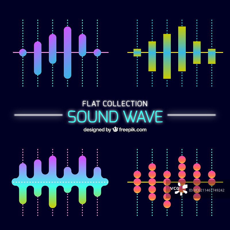 扁平风格的多个声波图片素材