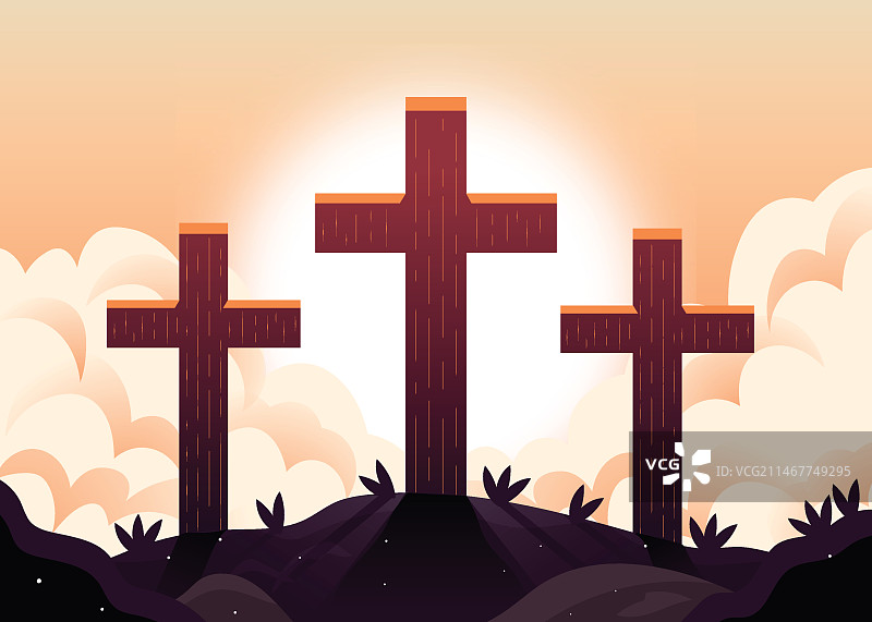 渐变圣周插画图片素材