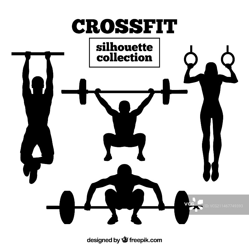 Crossfit健身轮廓剪影合集图片素材