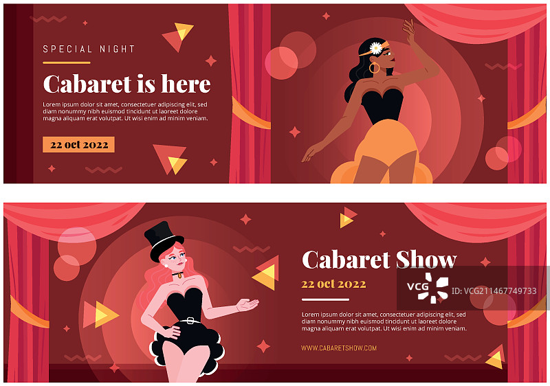 扁平歌舞表演横幅套装图片素材