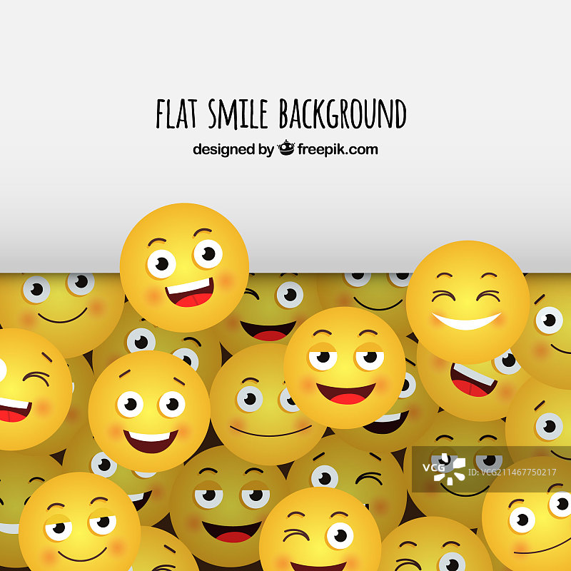 带有黄色笑脸的扁平背景图片素材