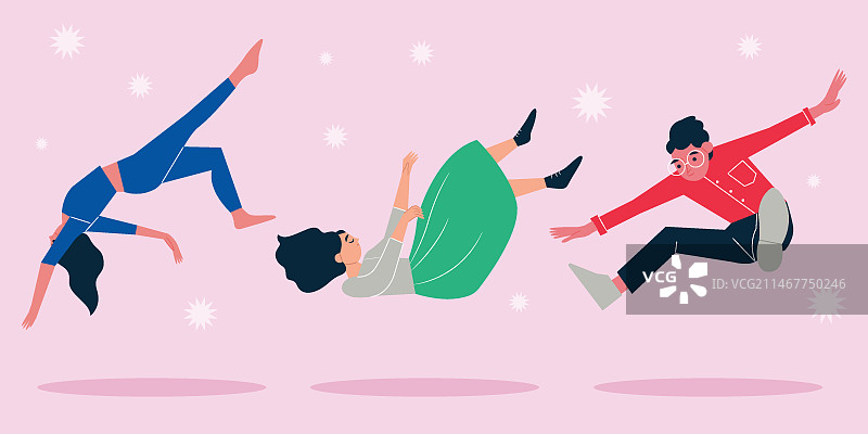 手绘扁平风人物跌倒合集图片素材