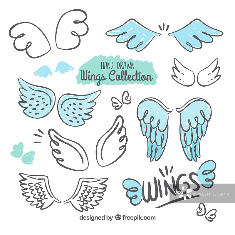 带蓝色细节的装饰翅膀精选图片素材