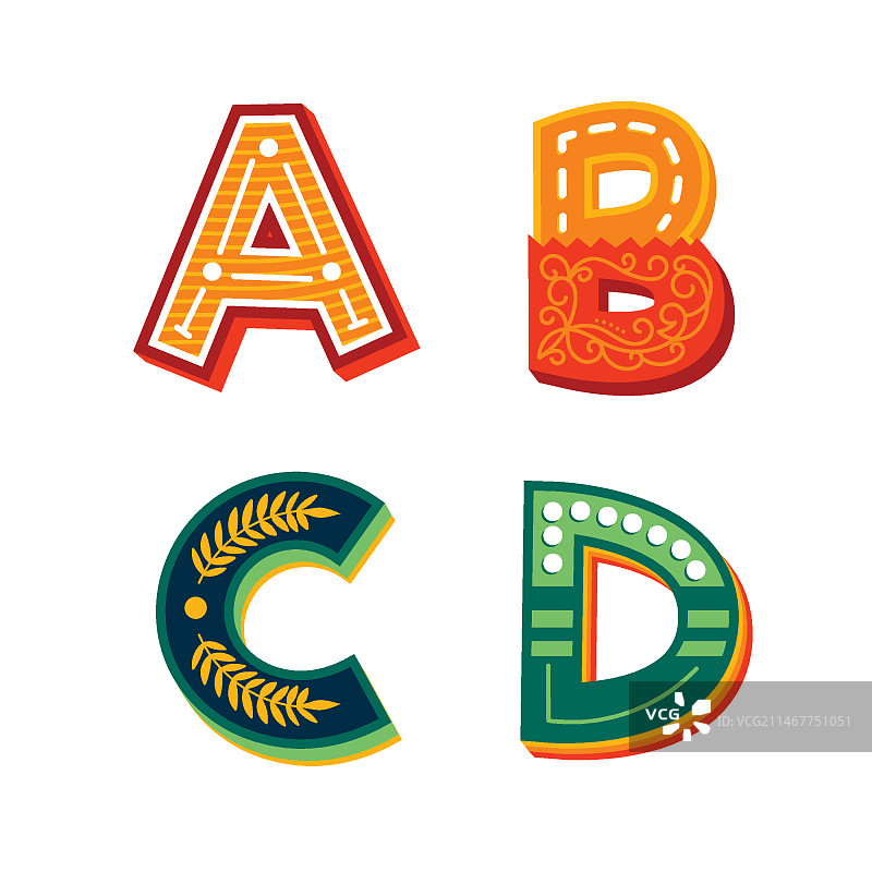 字母a、b、c和d图片素材
