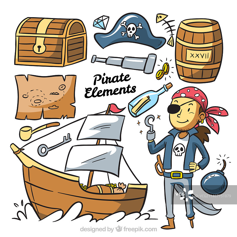 手绘海盗人物合集图片素材