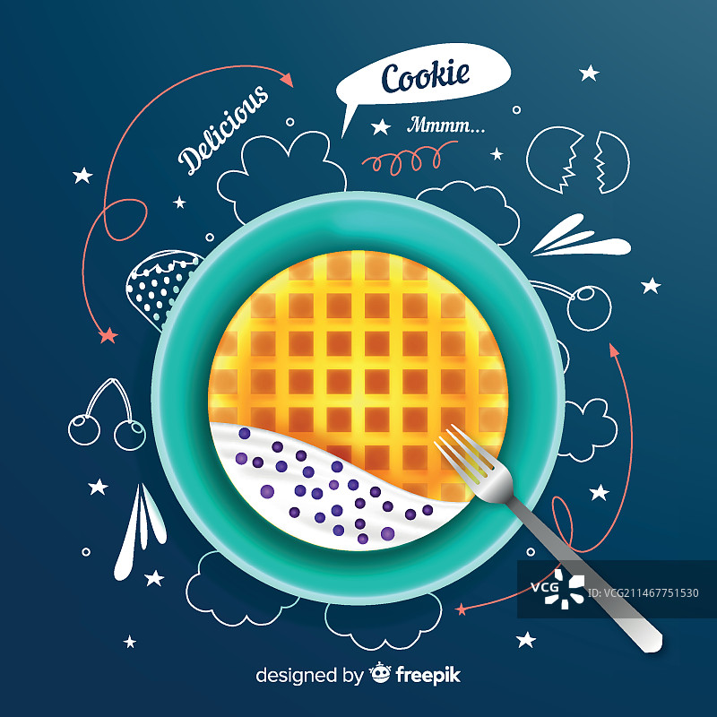 带有涂鸦的逼真饼干广告图片素材