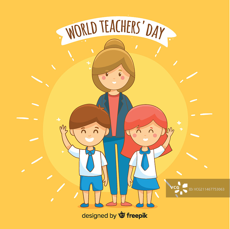 手绘世界教师日背景图片素材