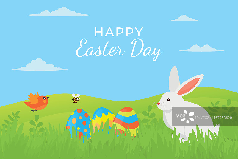 扁平风格复活节庆祝插画图片素材