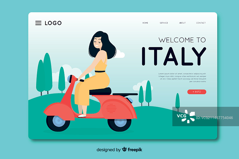 欢迎来到意大利落地页模板扁平设计图片素材
