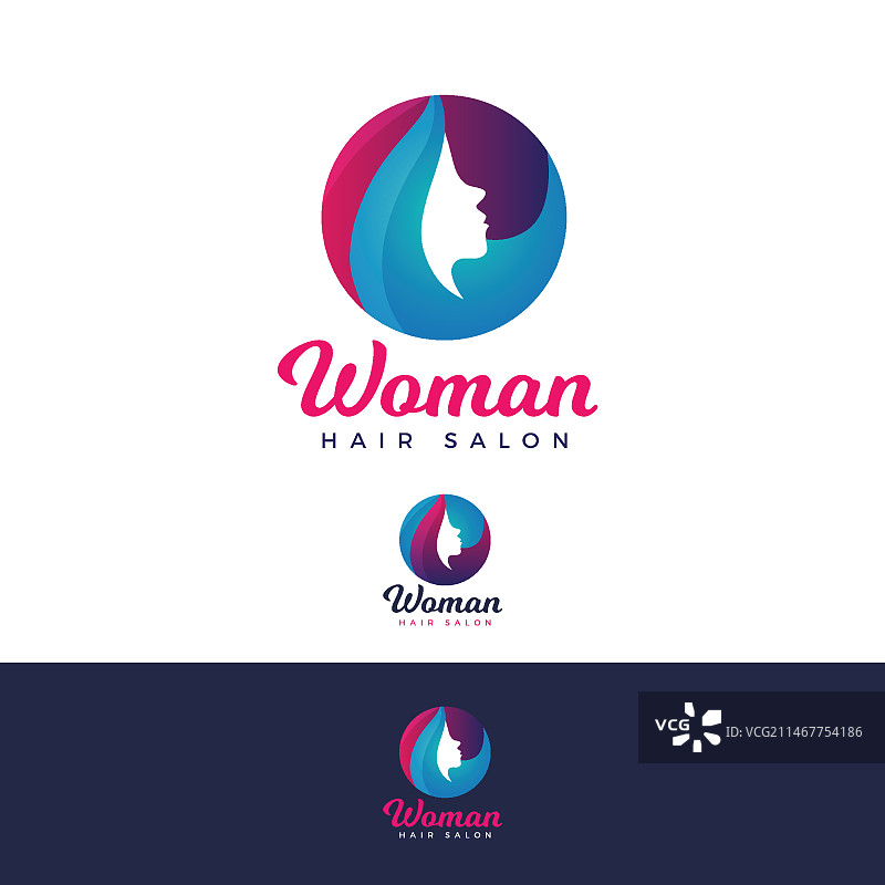 渐变美发沙龙logo模板图片素材