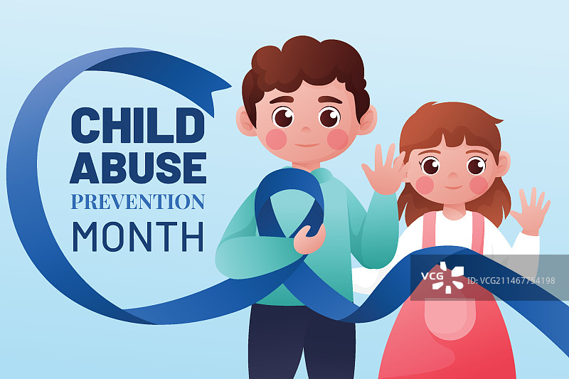 全国防止虐待儿童月渐变插画图片素材