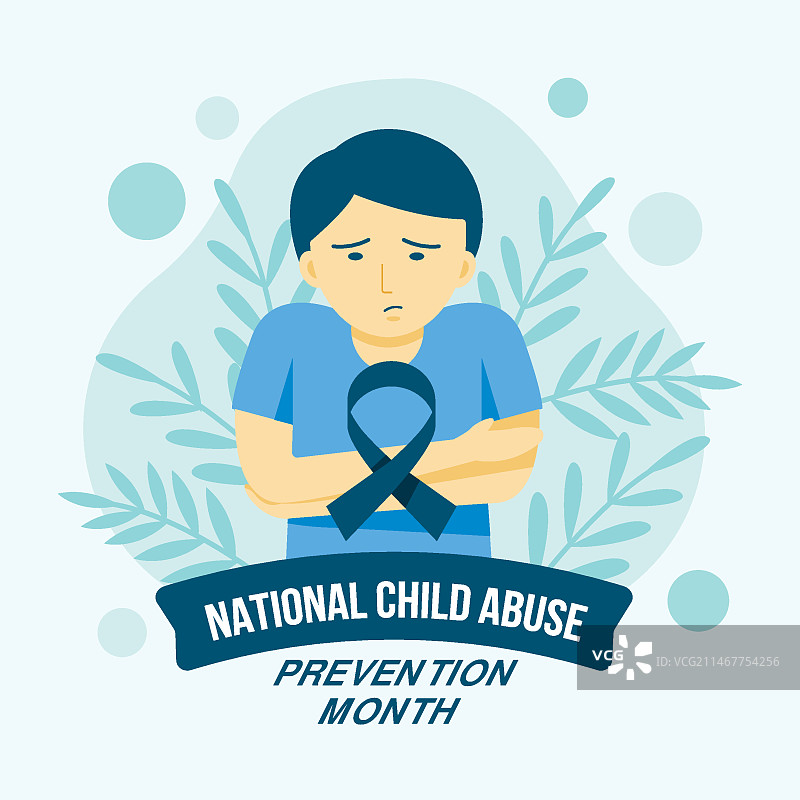 全国防止虐待儿童月扁平风插画图片素材