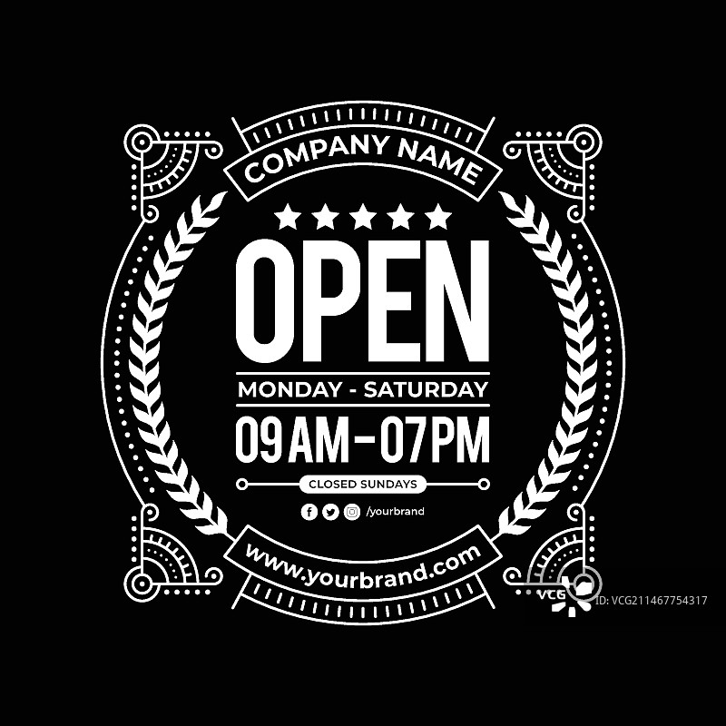 带有照片的商家营业时间插画图片素材