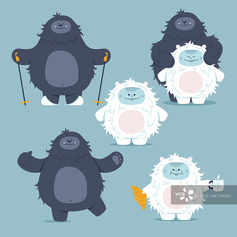手绘大脚野人雪人角色合集图片素材