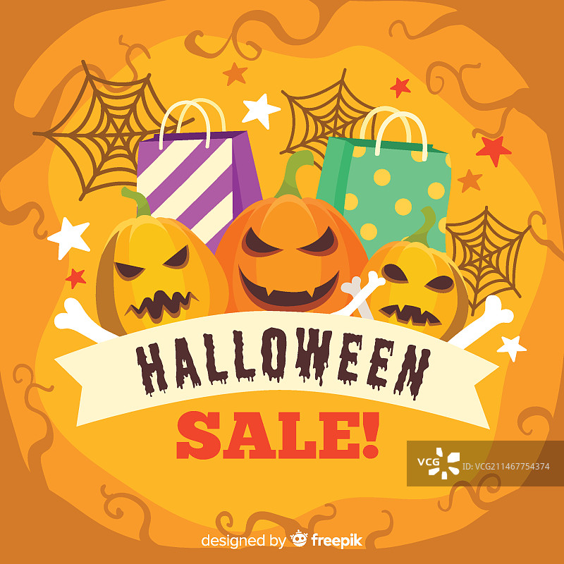 手绘风格万圣节促销背景图片素材