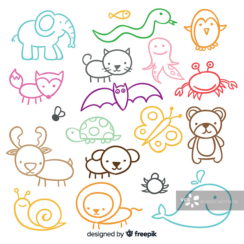 手绘可爱动物合集图片素材