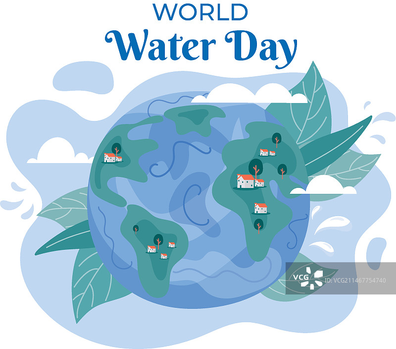 扁平风格世界水日插画图片素材