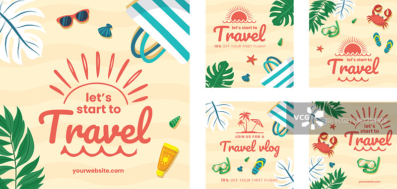扁平风旅行Instagram帖子图片素材