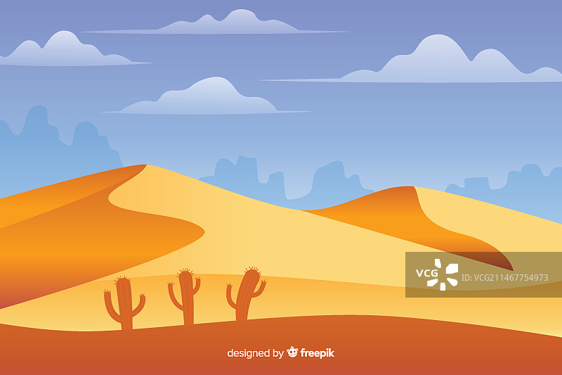 扁平风格沙漠景观背景设计图片素材
