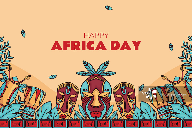 手绘非洲日背景图片素材