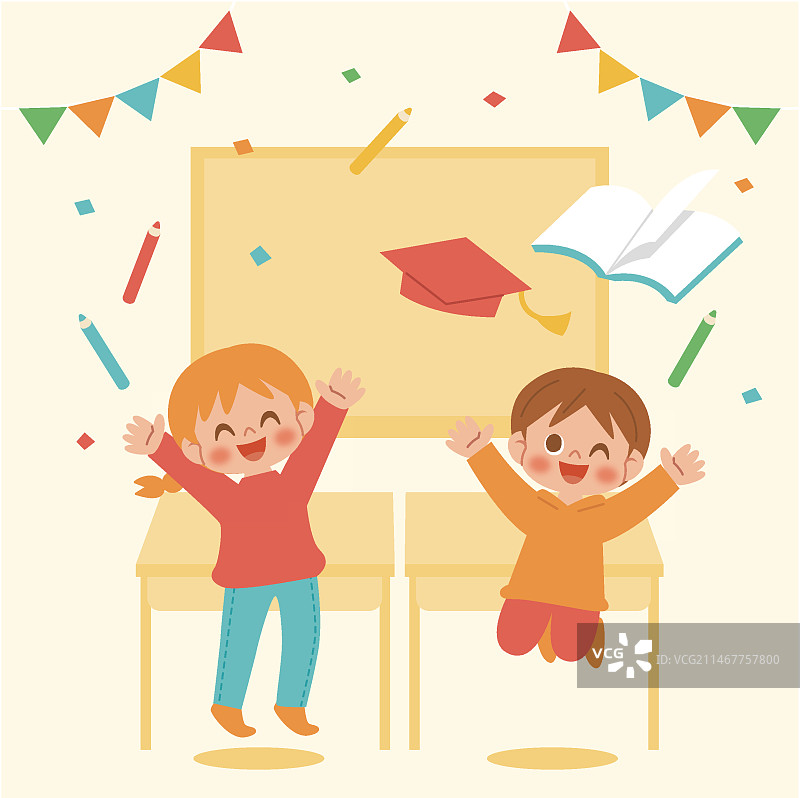 扁平风格毕业季插画图片素材