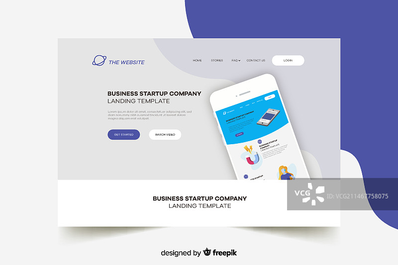 带有手机和灰色背景的创业启动页图片素材