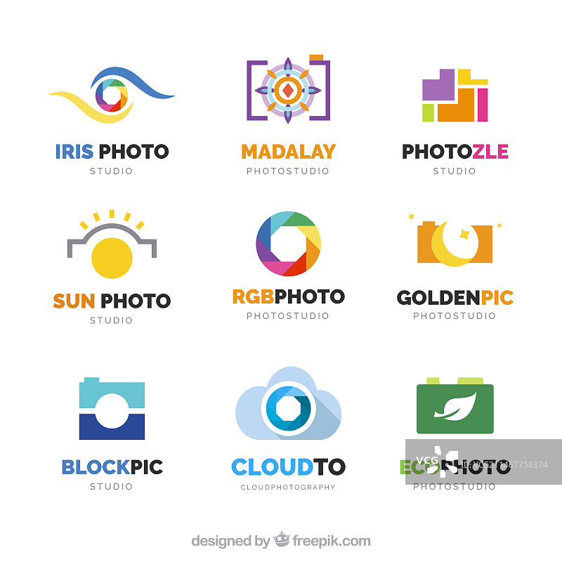 彩色摄影工作室Logo合集图片素材