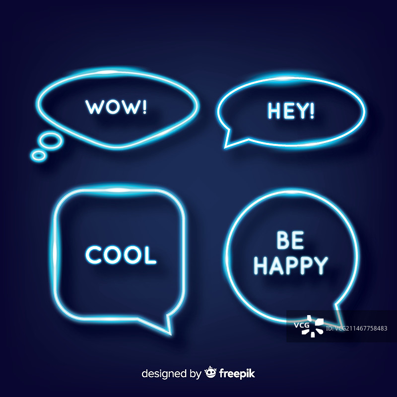 带有表达的霓虹灯对话气泡图片素材
