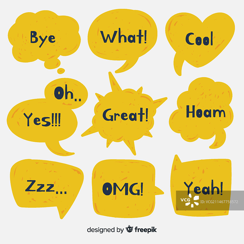 带有不同表达的黄色对话气球图片素材