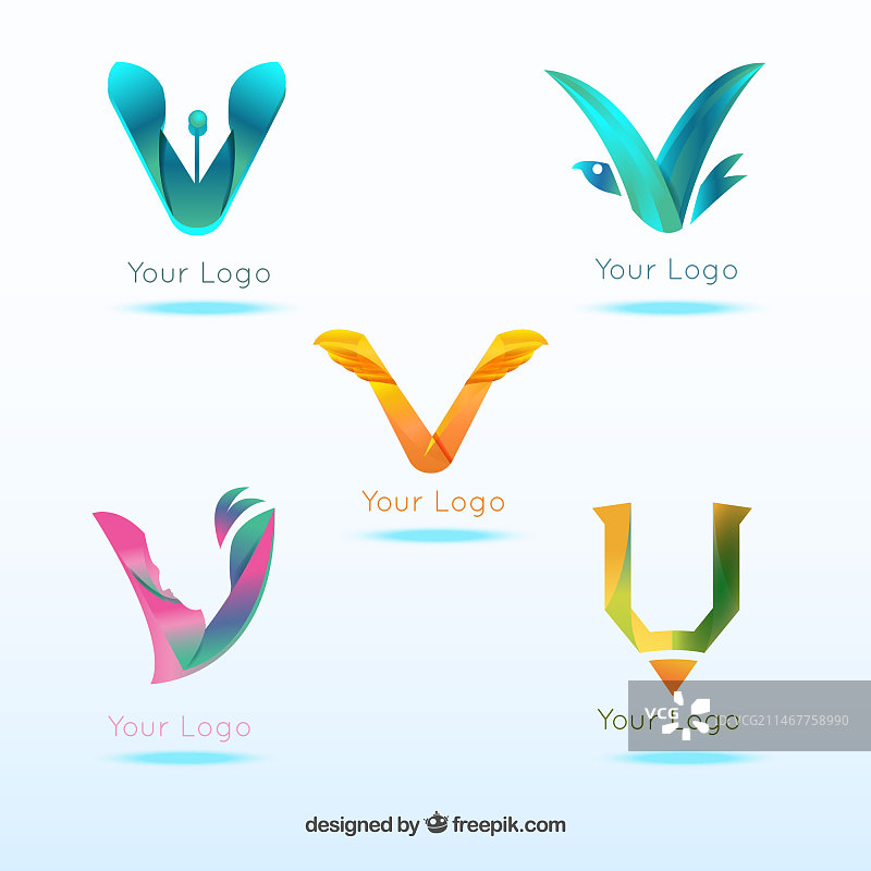 彩色logo字母v模板合集图片素材