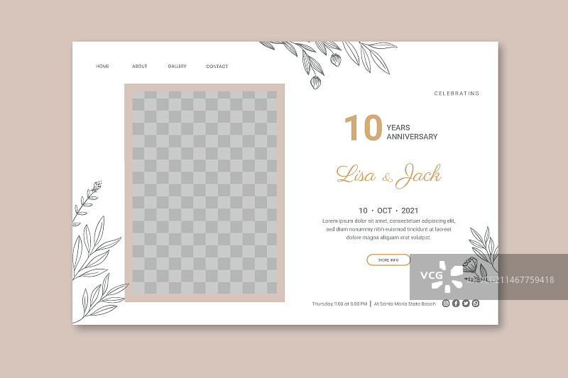 情侣婚礼周年纪念卡片模板图片素材