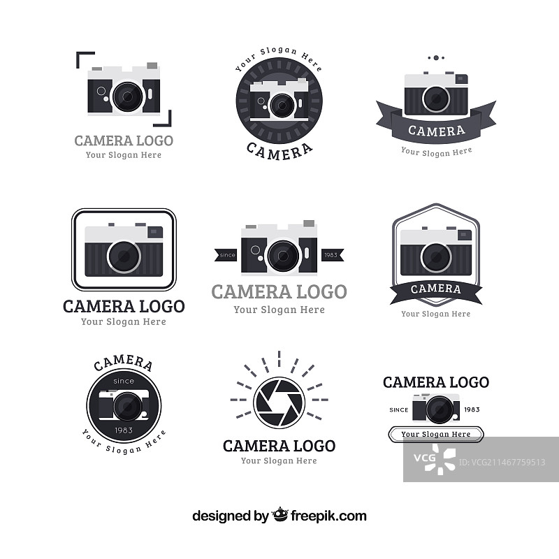 扁平风格摄影工作室Logo合集图片素材