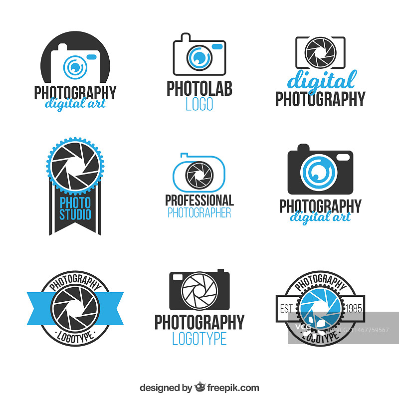 蓝色现代相机Logo合集图片素材