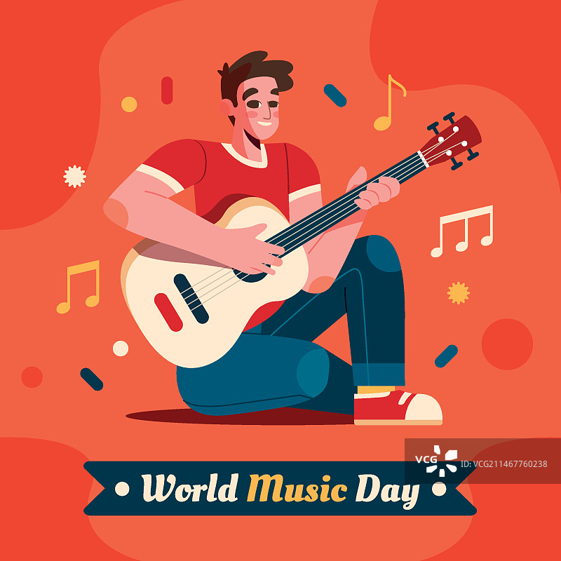 世界音乐日扁平风插画图片素材