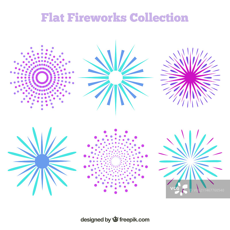 平面设计风格的烟花组合图片素材