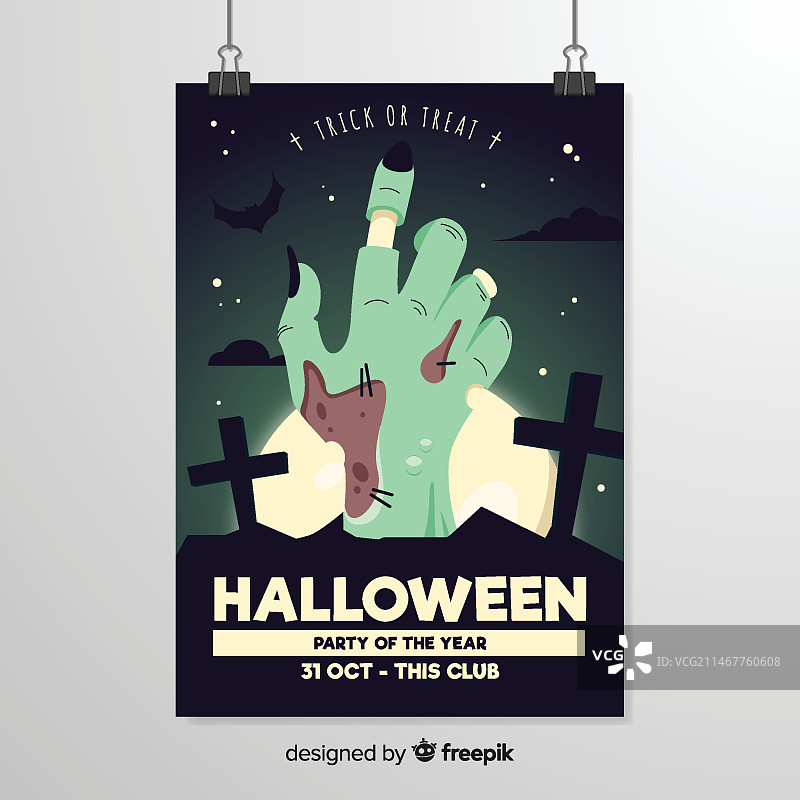 万圣节僵尸腐烂的手宣传单特写图片素材