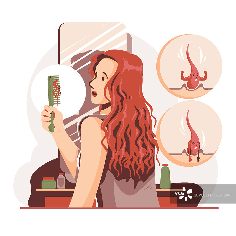 手绘扁平风脱发概念图片素材