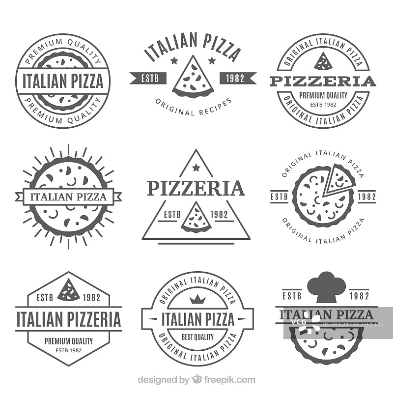 复古披萨标志合集图片素材