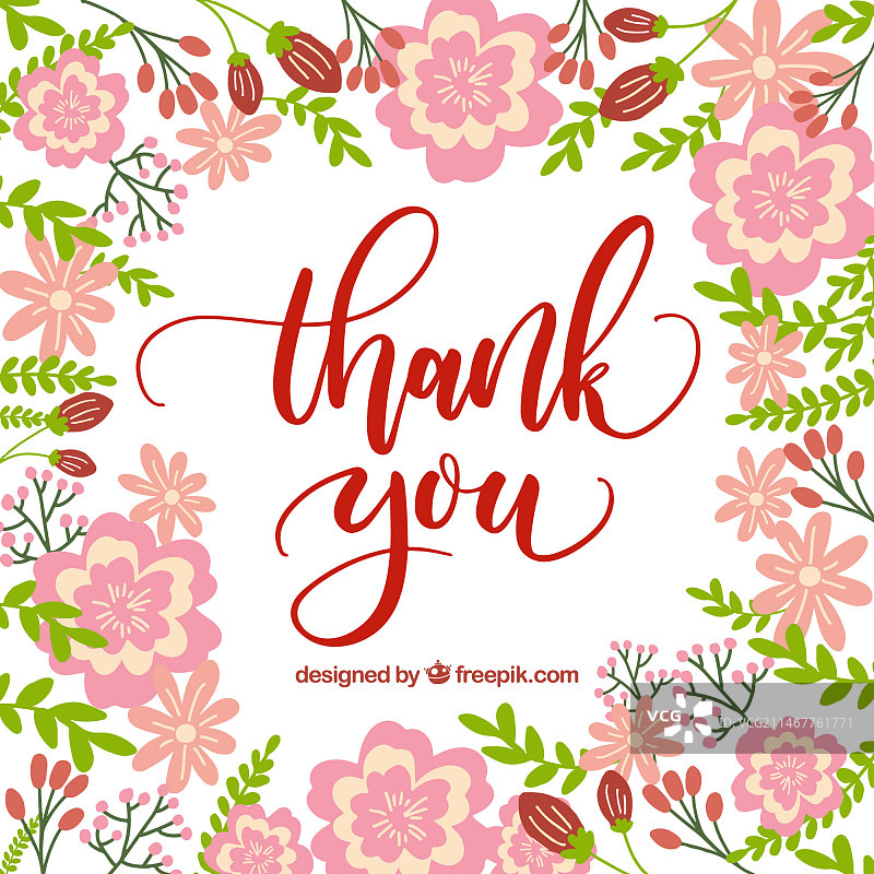 粉色花朵设计感谢卡图片素材
