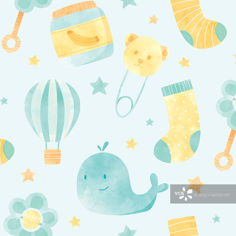 水彩可爱婴儿派对图案图片素材