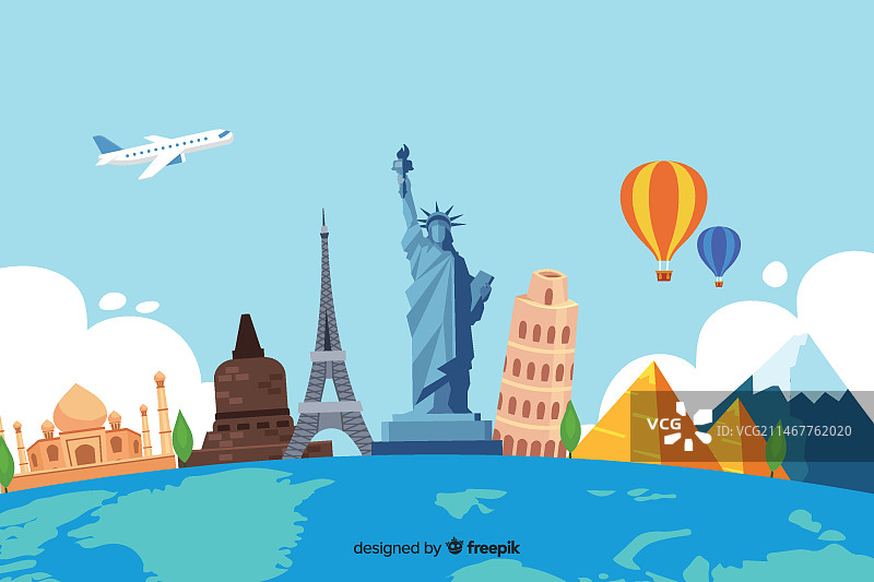 扁平风格旅游日地标图片素材