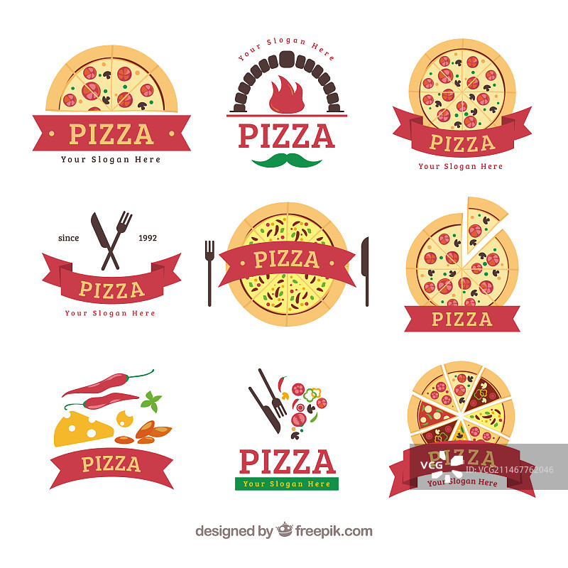 带缎带的比萨标志图片素材