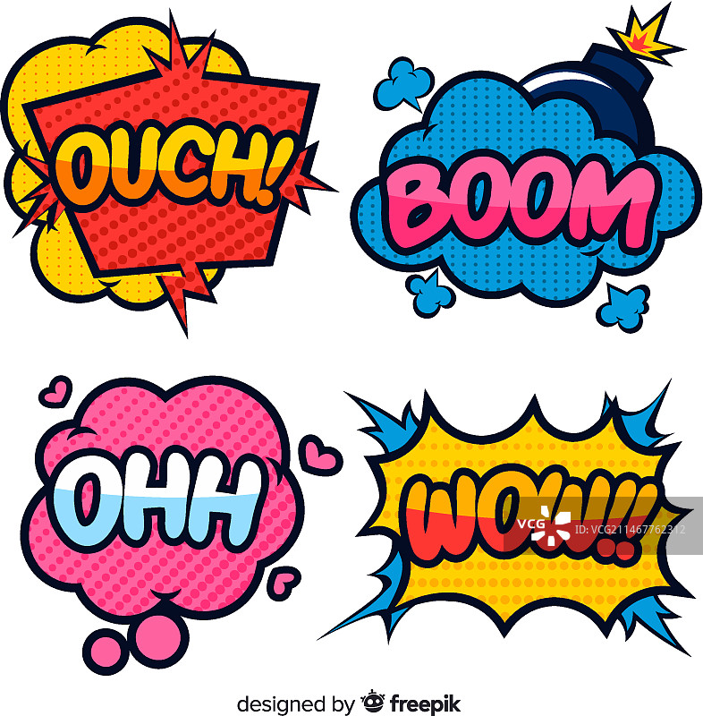 彩色漫画对话气泡设计图片素材