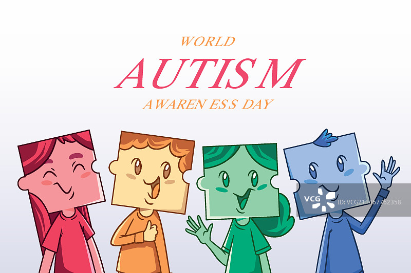 手绘世界自闭症日宣传插画图片素材