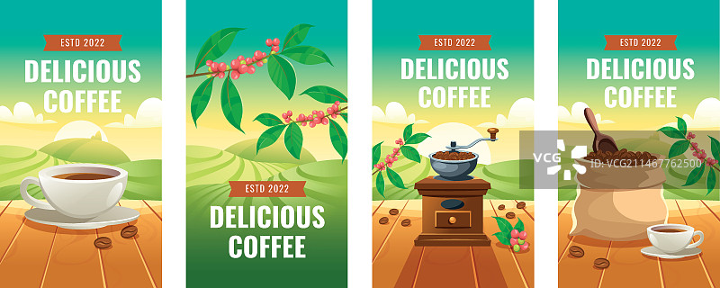 逼真的咖啡店Instagram快拍模板图片素材