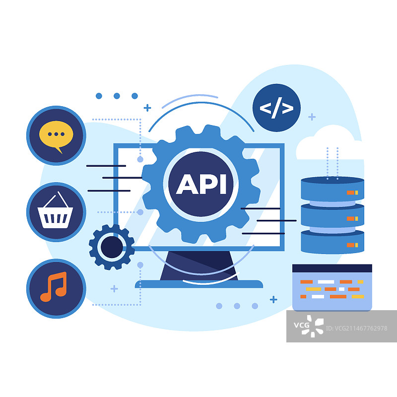 扁平风格API插画图片素材