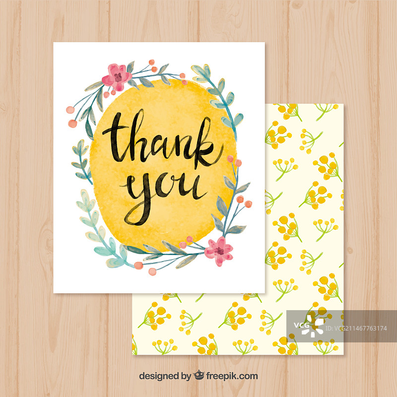水彩花卉感谢卡图片素材
